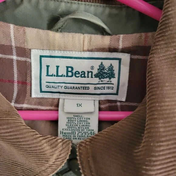 L.L. Bean Women's Barn Jacket-Barn Coat Green with Brown Collar sz1X NWT - Picture 6 of 9